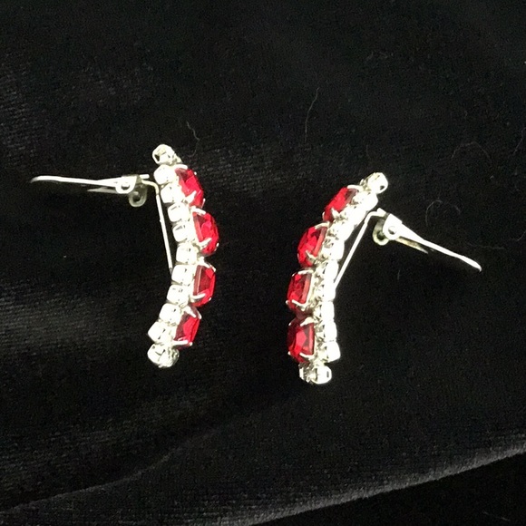 Vintage Ruby Rhinestone Bracelet Earring Set - Picture 4 of 6